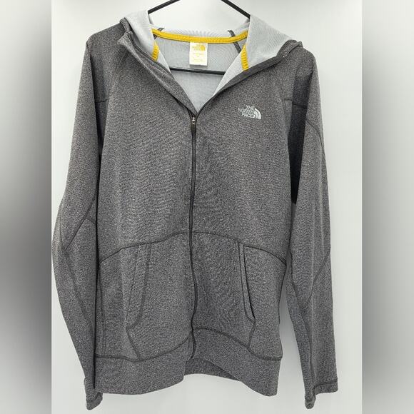 The North Face Men's Small Hooded Full Zip Jacket Gray Yellow - Picture 1 of 12